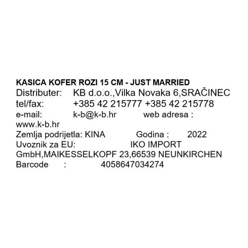 KASICA KOFER ROZI 15 CM - JUST MARRIED