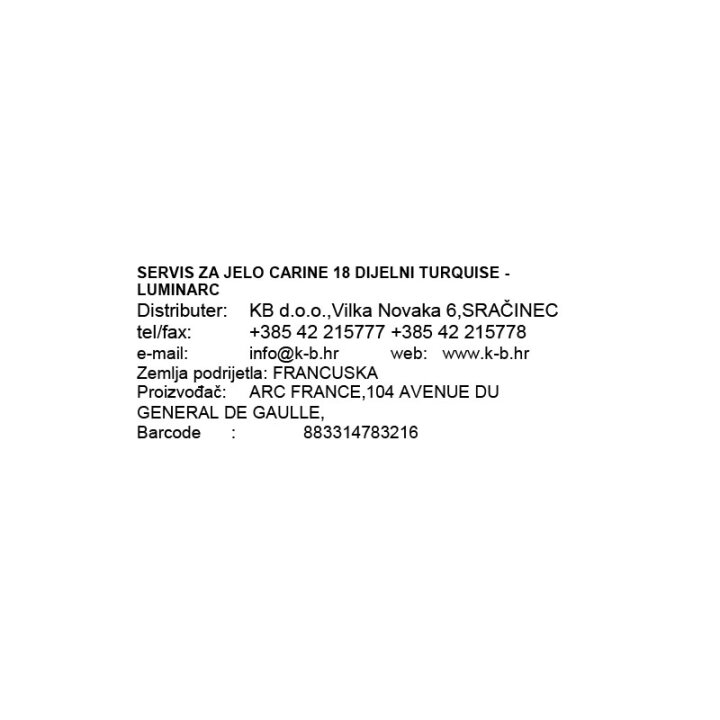 SERVIS ZA JELO CARINE 18 DIJELNI TURQUISE - LUMINARC