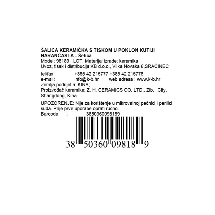 ŠALICA KERAMIČKA S TISKOM U POKLON KUTIJI NARANČASTO ROZA - Šefica