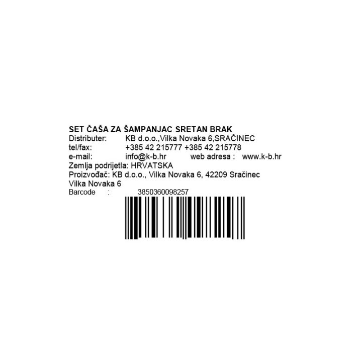 SET ČAŠA ZA ŠAMPANJAC SRETAN BRAK