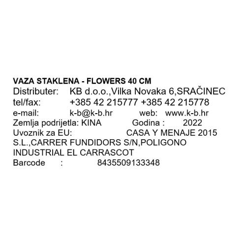 VAZA STAKLENA - FLOWERS 40 CM