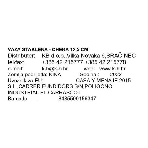 VAZA STAKLENA - CHEKA 12,5 CM