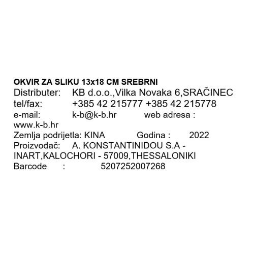 OKVIR ZA SLIKU 13x18 CM SREBRNI