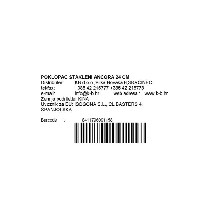 POKLOPAC STAKLENI ANCORA 24 CM