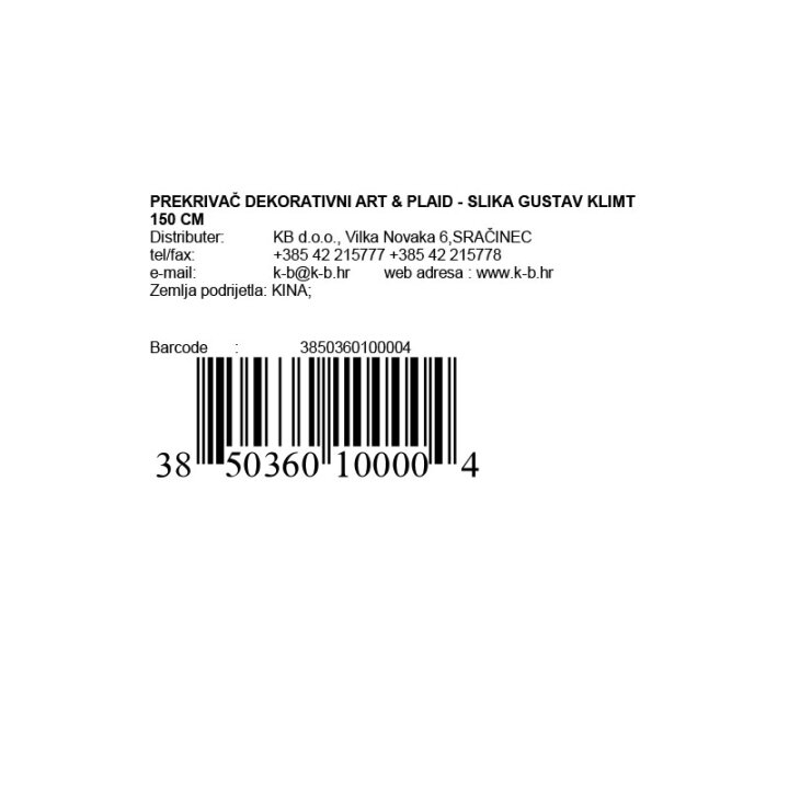PREKRIVAČ UKRASNI ART & PLAID - SLIKA GUSTAV KLIMT 150 CM