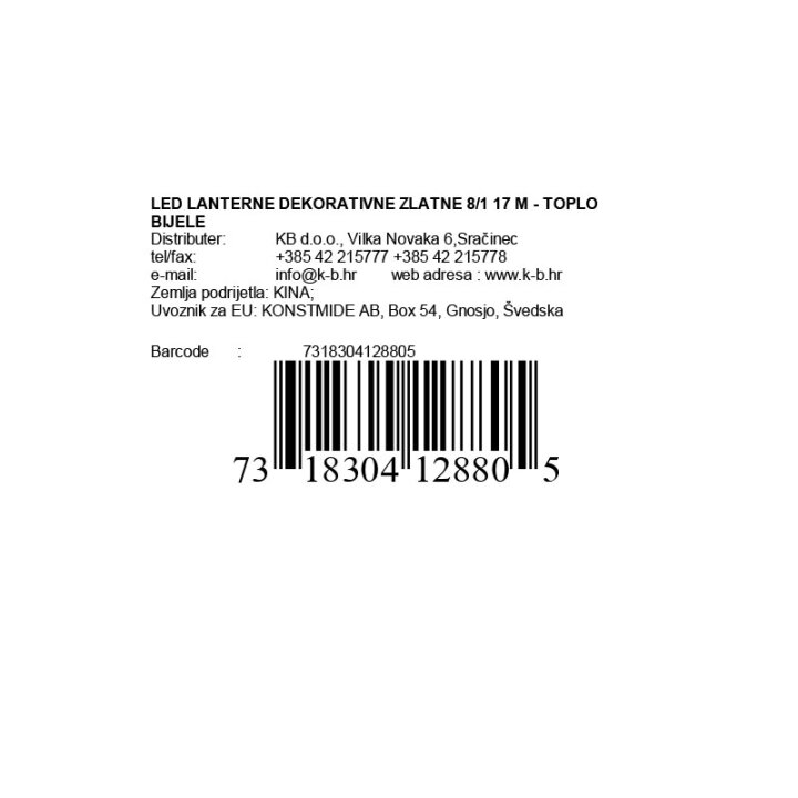 LED LANTERNE BOŽIĆNE DEKORATIVNE ZLATNE 8/1 17 M - TOPLO BIJELE