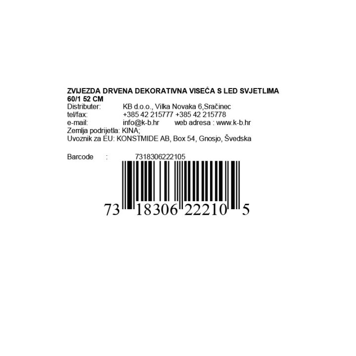 ZVIJEZDA DRVENA DEKORATIVNA VISEĆA S LED SVJETLIMA 60/1 52 CM