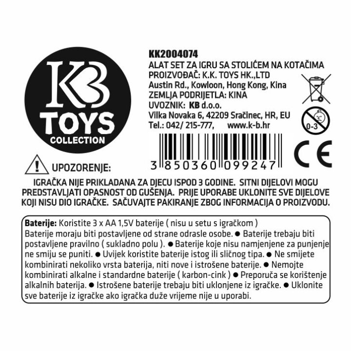 DJEČJI ALAT SET ZA IGRU NA BATERIJE S RADNIM STOLIĆEM