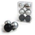 KUGLE ZA BOR 8 CM 6/1 - PERLA, MAT, GLITER CRNO - SREBRNE