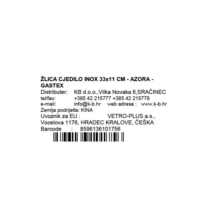 INOX ŽLICA CJEDILO 33x11 CM - AZORA - GASTEX