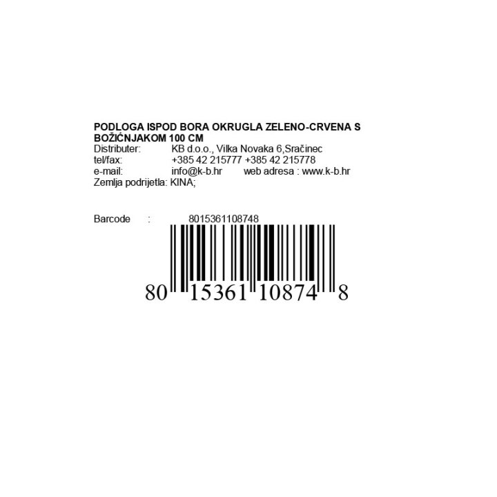 PODLOGA ISPOD BORA OKRUGLA ZELENO-CRVENA S BOŽIĆNJAKOM 100 CM