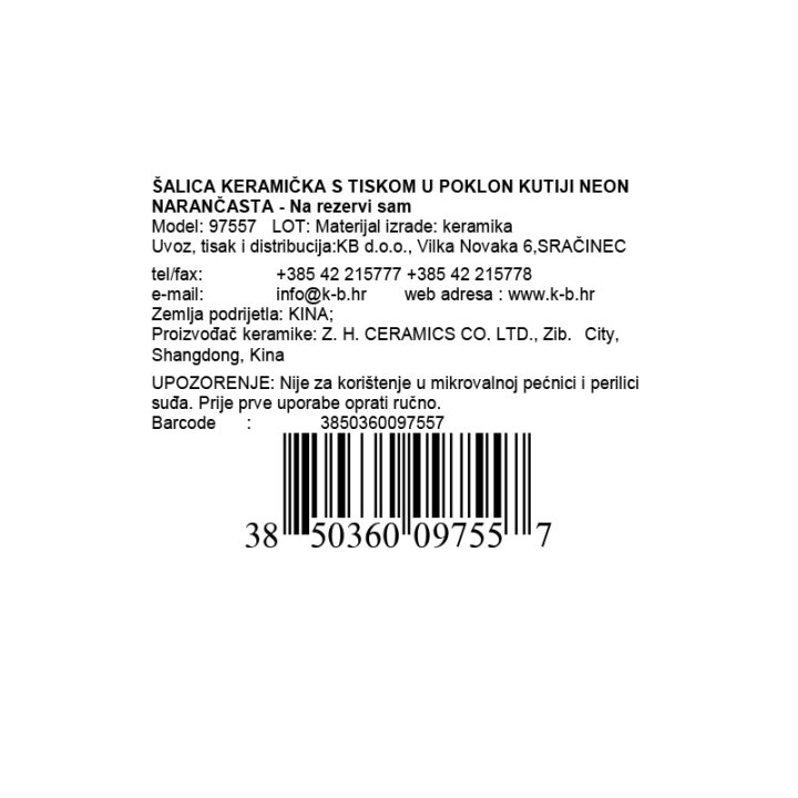 ŠALICA KERAMIČKA S TISKOM U POKLON KUTIJI NEON NARANČASTA - Na rezervi sam