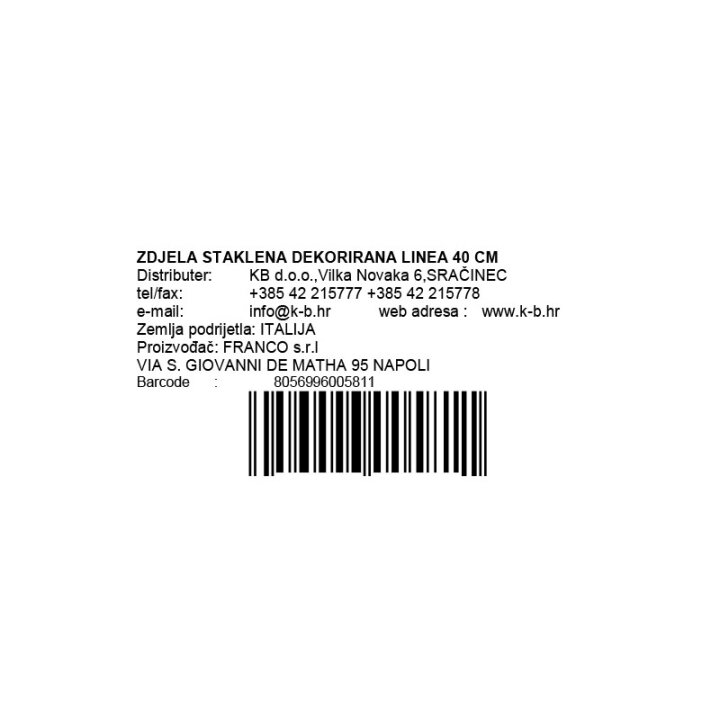 ZDJELA STAKLENA DEKORIRANA LINEA 40 CM