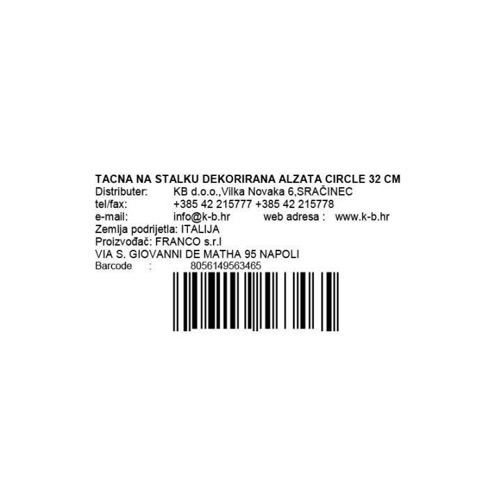 TACNA ZA KOLAČE DEKORIRANA ALZATA CIRCLE 32 CM