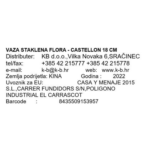 VAZA STAKLENA FLORA - CASTELLON 18 CM
