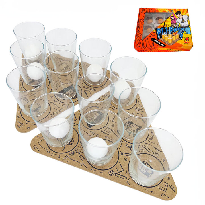 ZABAVNA DRUŠTVENA IGRA PIJ-PONG + 12/1 STAKLENIH ČAŠA 200 ml