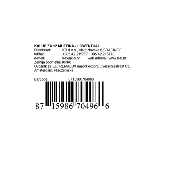 KALUP ZA 12 MUFFINA - LOWENTHAL