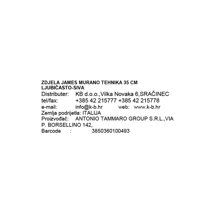 ZDJELA JAMES MURANO TEHNIKA 35 CM LJUBIČASTO-SIVA