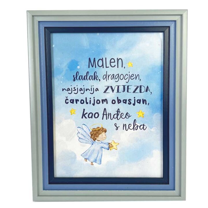OKVIR S ANĐELOM I PORUKOM 13x18cm Malen,sladak,dragocjen...
