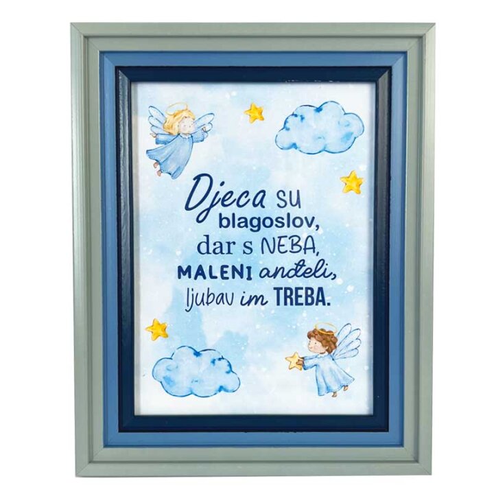 OKVIR S ANĐELOM I PORUKOM 13x18 cm Djeca su blagoslov...