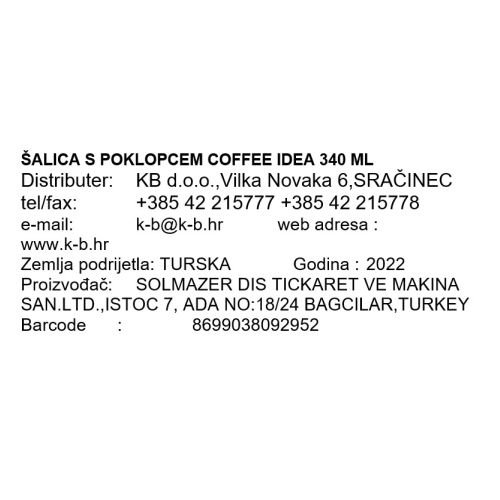 ŠALICA S POKLOPCEM COFFEE IDEA 340 ML