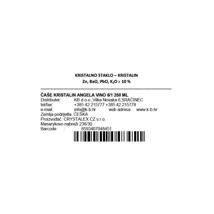 ČAŠE KRISTALIN ANGELA VINO 6/1 250 ML