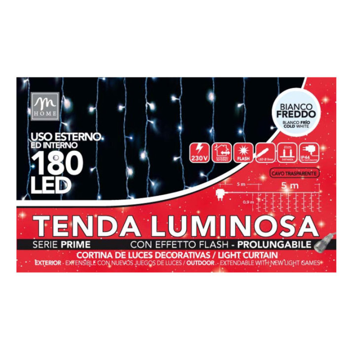 LAMPICE VISEĆE LED ZAVJESA 180/1 HLADNO BIJELE 10M VANJSKE/UNUTARNJE