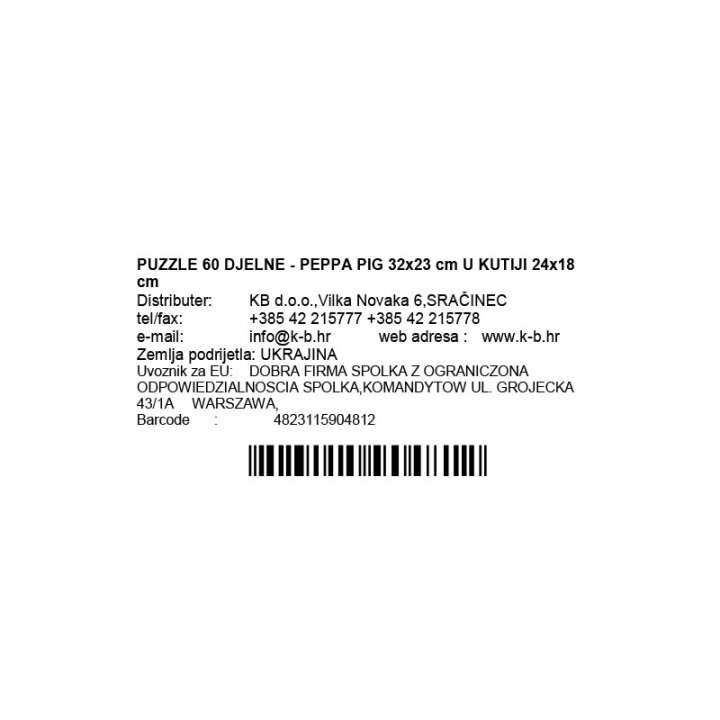 PUZZLE 60 DJELNE - PEPPA PIG
