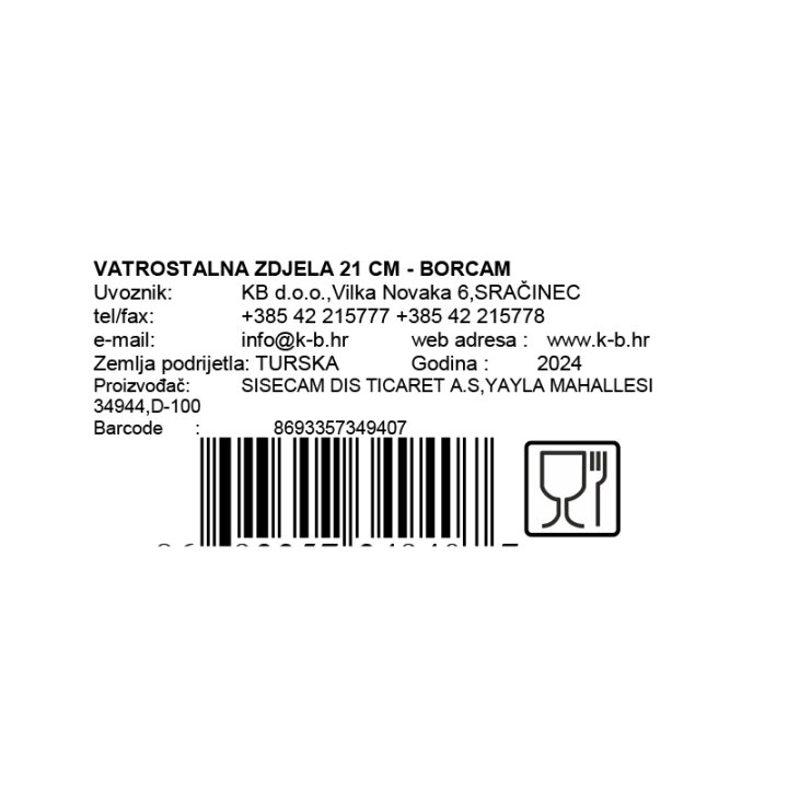 VATROSTALNA ZDJELA 21 CM - BORCAM