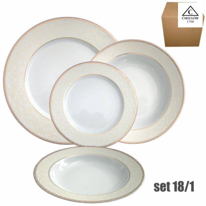 SERVIS ZA JELO PORCULAN 18 DIJELNI YVONNE - ZLATNI DEKOR