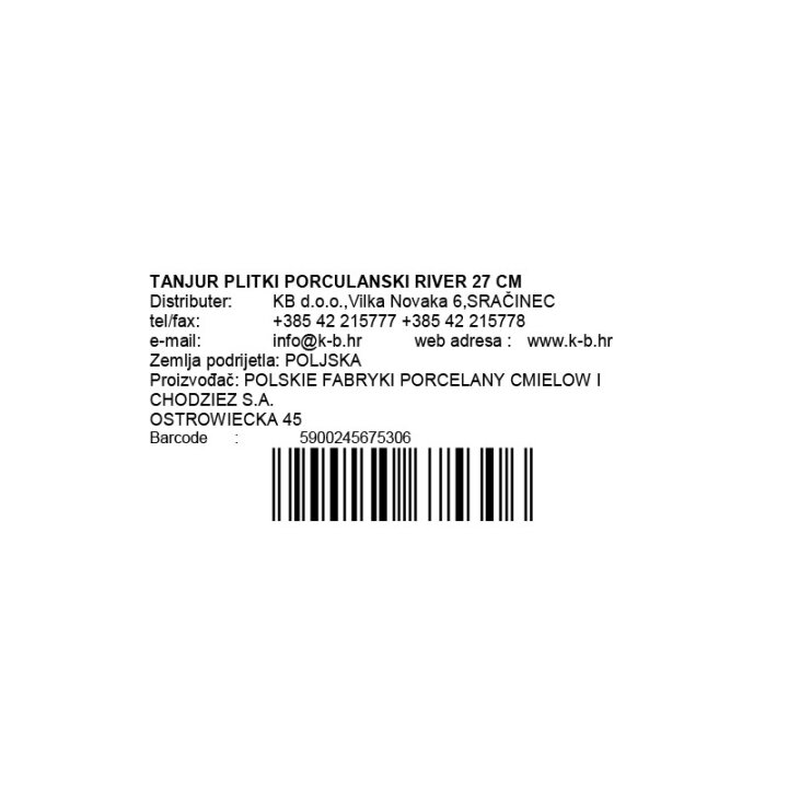 TANJUR PLITKI PORCULANSKI RIVER 27 CM