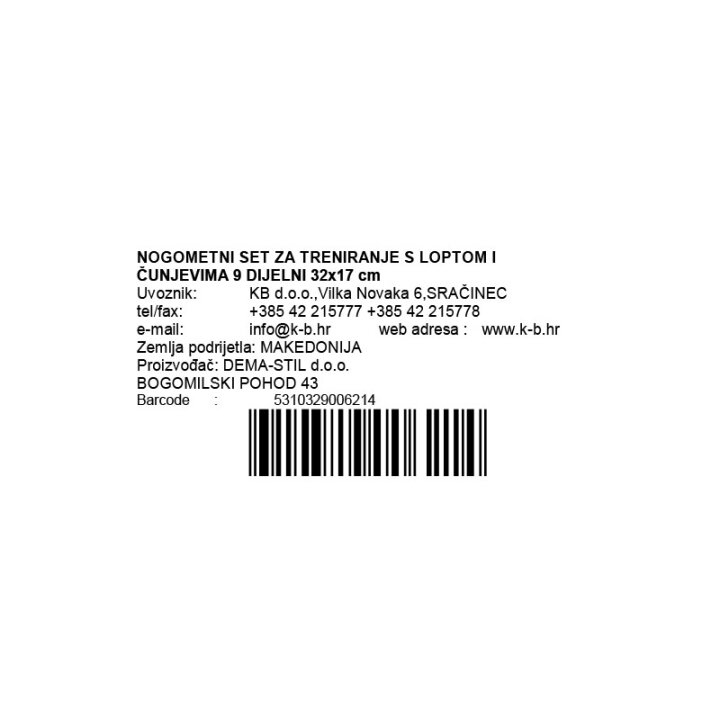 NOGOMETNI SET ZA TRENIRANJE - LOPTA + ČUNJEVI 9 /1