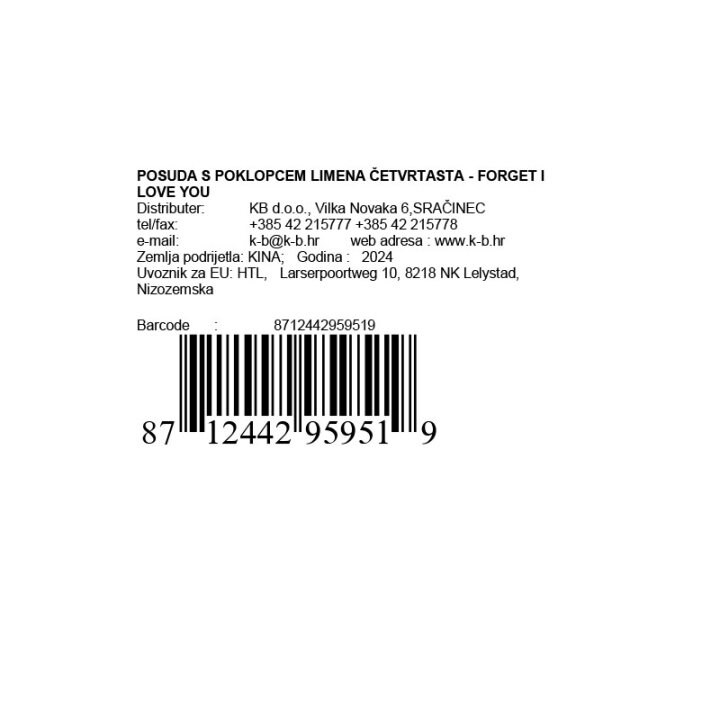 POSUDA S POKLOPCEM LIMENA ČETVRTASTA - FORGET I LOVE YOU