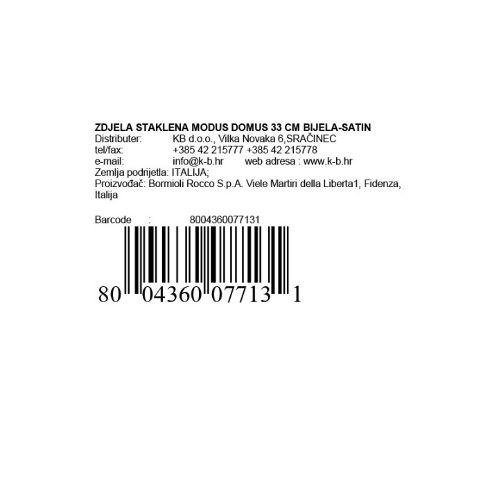 ZDJELA STAKLENA MODUS DOMUS 33 CM BIJELA - SATIN