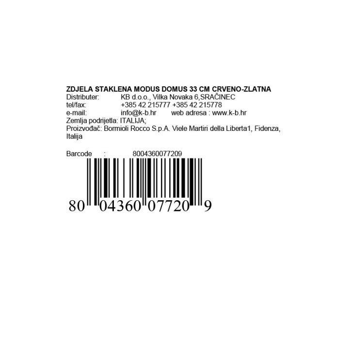 ZDJELA STAKLENA MODUS DOMUS 33 CM CRVENO-ZLATNA
