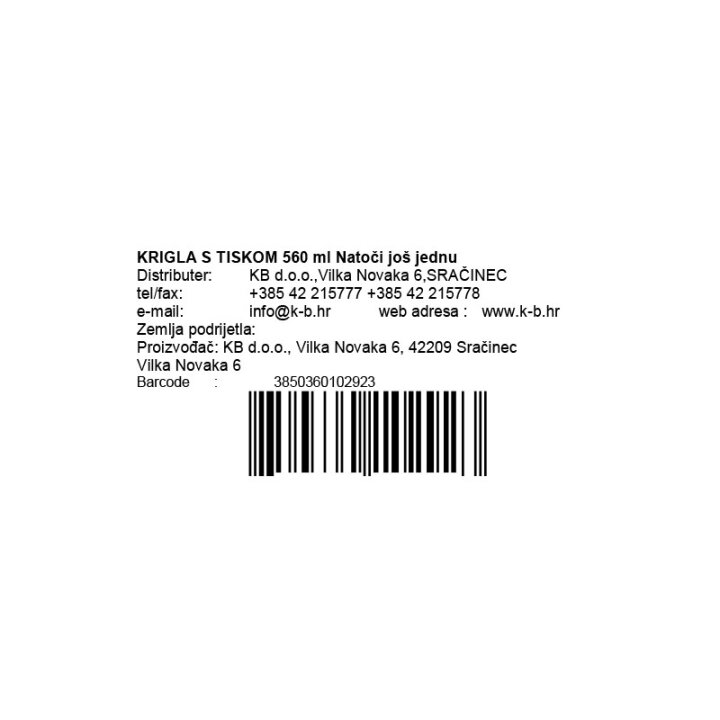 KRIGLA S TISKOM 560 ml Natoči još jednu
