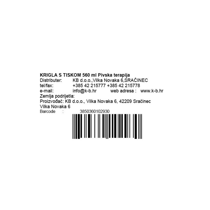 KRIGLA S TISKOM 560 ml Pivska terapija