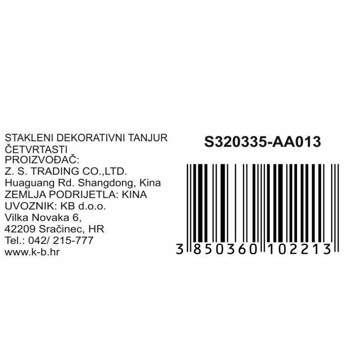 STAKLENI DEKORATIVNI TANJUR ČETVRTASTI S PREGRADAMA 35 cm