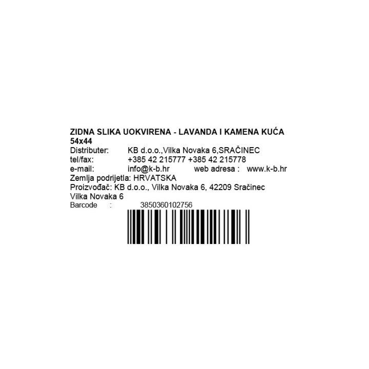 ZIDNA SLIKA UOKVIRENA - LAVANDA I KAMENA KUĆA 54x44