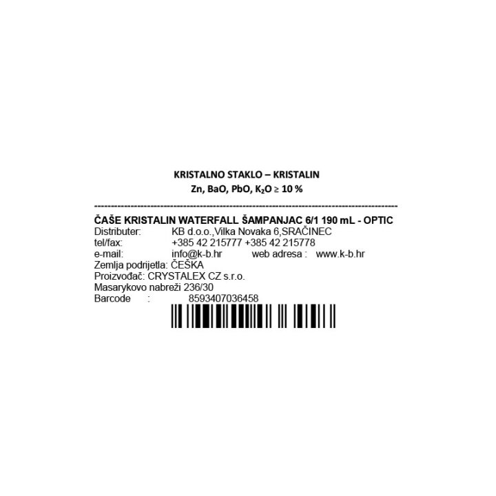 KRISTALNE ČAŠE ZA ŠAMPANJAC KRISTALIN WATERFALL 6/1 190 mL - OPTIC