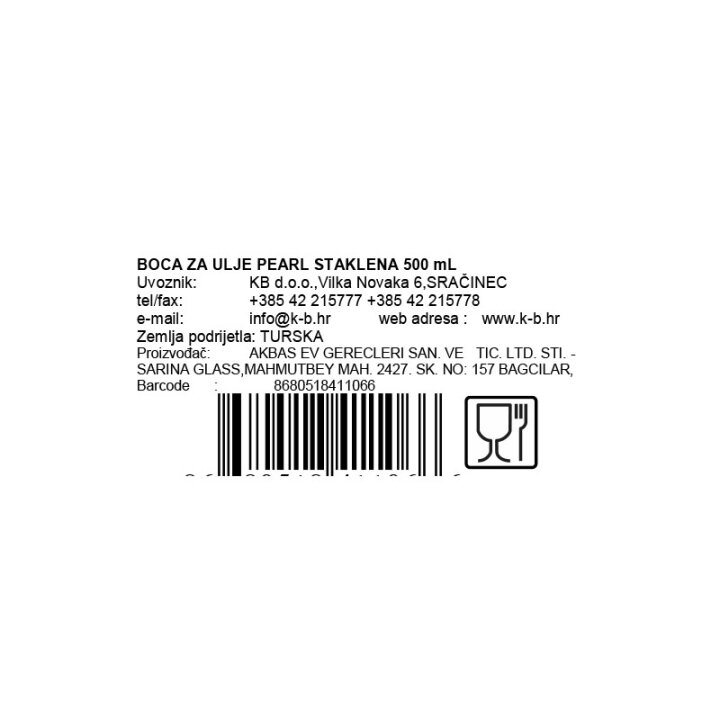 BOCA ZA ULJE PEARL STAKLENA 500 mL
