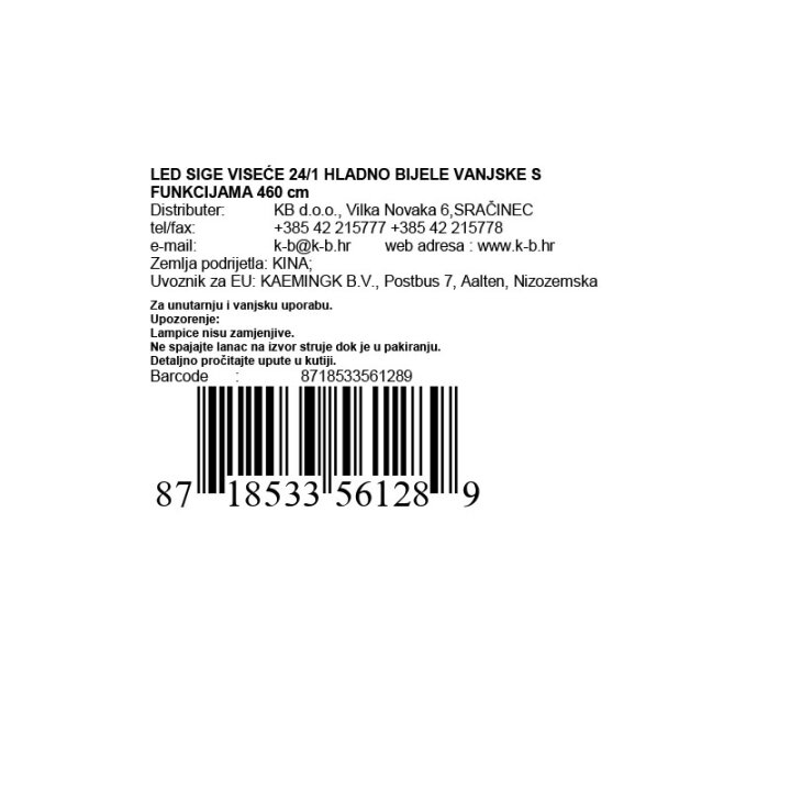 BOŽIĆNE LAMPICE SIGE LED VISEĆE 24/1 HLADNO BIJELE UNUTARNJE / VANJSKE S FUNKCIJAMA 460 cm