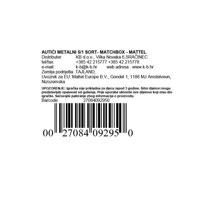 AUTIĆI METALNI 5/1 SORT- MATCHBOX - MATTEL