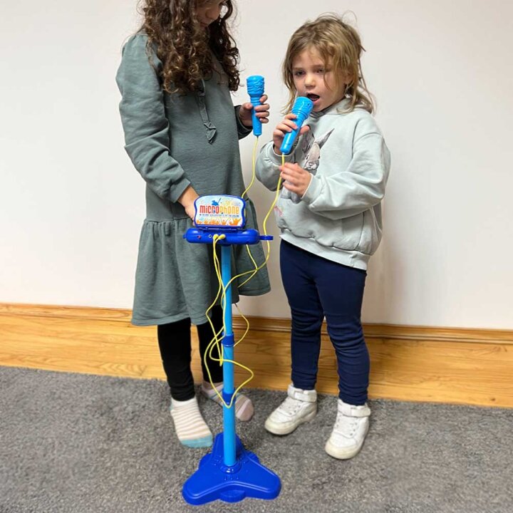 MIKROFONI ZA KARAOKE SA SVJETLIMA I DRŽAČEM MOBITELA - MP3