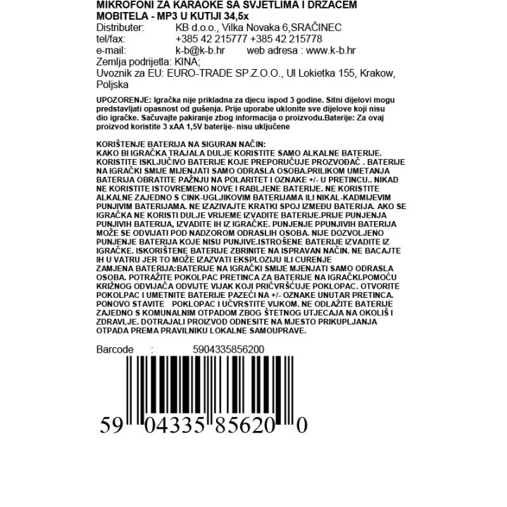 MIKROFONI ZA KARAOKE SA SVJETLIMA I DRŽAČEM MOBITELA - MP3