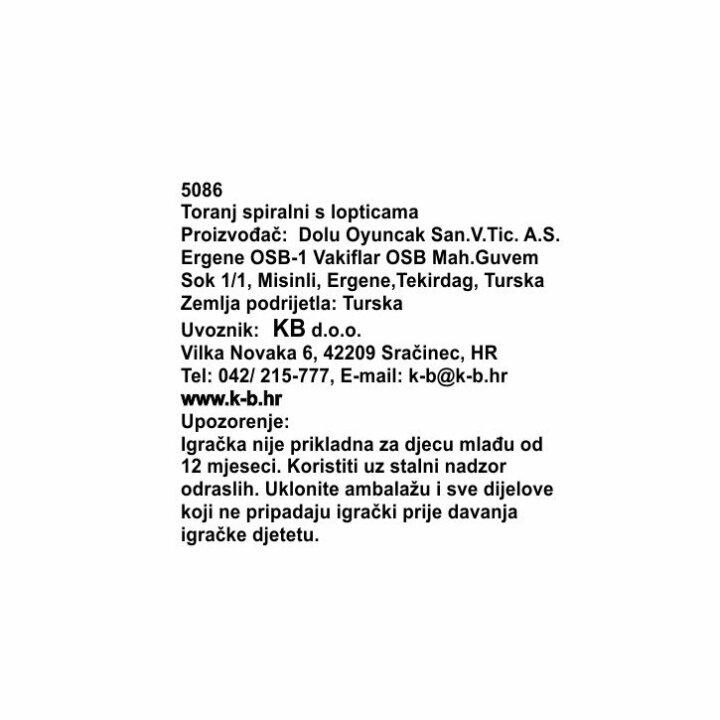 TORANJ SPIRALNI S LOPTICOM 63x18x18 cm