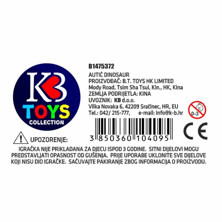 AUTIĆ DINOSAUR U KUTIJI 4/1 - SORT
