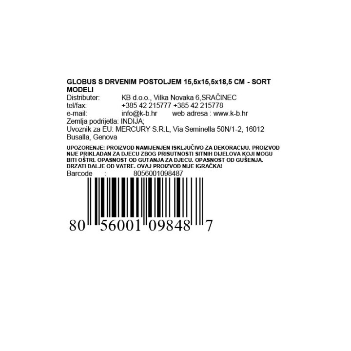 GLOBUS S DRVENIM POSTOLJEM 15,5x15,5x18,5 CM - SORT MODELI