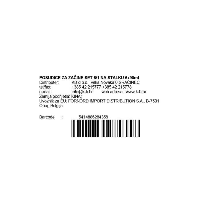 POSUDICE ZA ZAČINE SET 6/1 NA STALKU 6x90ml