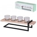 DRVENI SVIJEĆNJAK S METALNIM POSTOLJEM ZA 4 LUČICE 40x12x13 cm-NATURAL LIVING